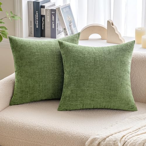 MIULEE Soft Chenille Euro Throw Pillow Covers Sage Green 24x24 Pack of 2 - Image 7