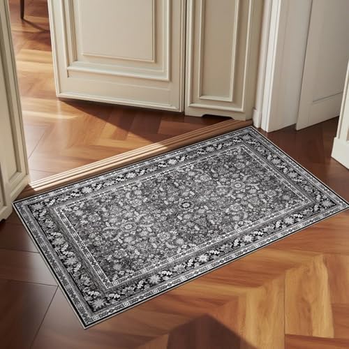 OPPODREAM Vintage Black Area Rugs 2x3, Washable Rug for Living Room by OPPODREAM