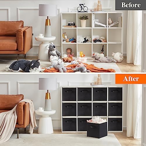 Lifewit Storage Cubes, 11 Inch Organizer Bins, 18L Black, 12 Packs - Image 6