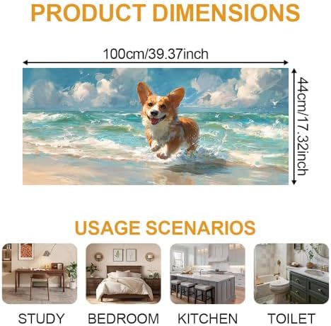 Cmialusie Corgi Beach Window Film 17.3 x 39.3 Inch Cling - Image 5