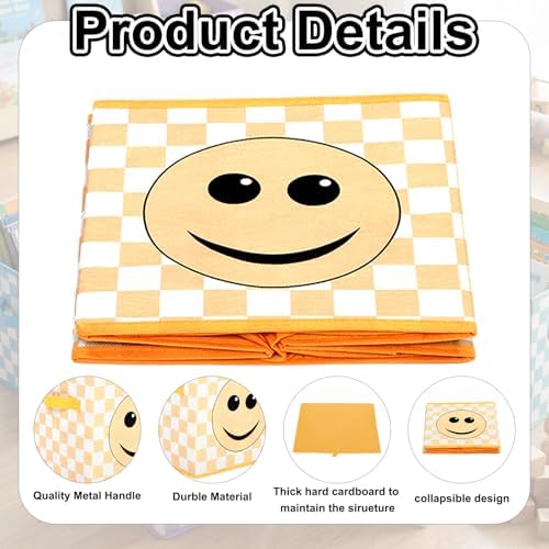 Bokon 6 Pcs 11'' Smile Face Classroom Storage Bins Pastel Classroom Decor - Image 4
