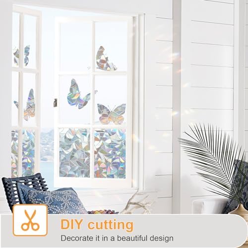 Rainbow Window Privacy Film Decorative, Static Cling Stained Glass Windows Tint for Home, 3D Decals Window Clings for Glass Windows, Suncatcher Cover Stickers(Transparent, 17.5" x 118.1") - Image 7