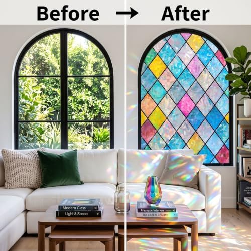 Stained Glass Window Privacy Film, 17.3x118 in (Diamond Mosaic) - Image 5