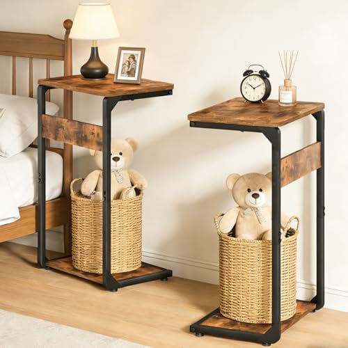 Wooden Pedestal Dinner TV Tray Table for Eating Couch End Tables ET-YB-BRW1 - Image 7