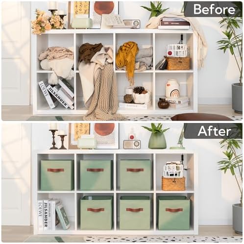 GRANNY SAYS 11 Inch Fabric Storage Cubes, 6-Pack, Sage Green - Image 3