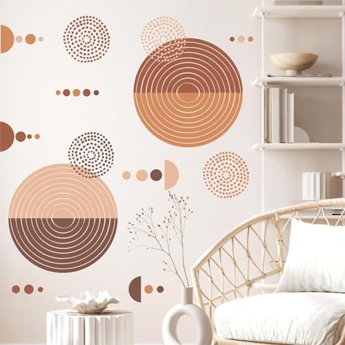 Boho Arch Wall Sticker Large Geometric Art Wall Decals Modern Wall Stickers Peel and Stick Brown Line Decals Abstract Sticker for Living Room Bedroom Office Decor - Image 3