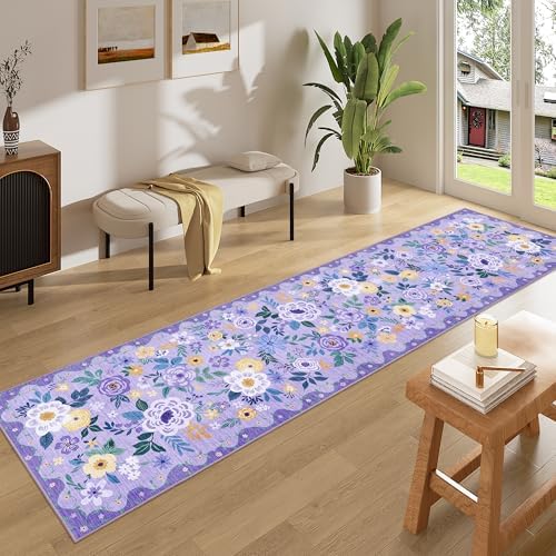 DUKINO 2x8 Runner Rug, Washable Runner Rug for Kitchen Non Slip, Purple - Image 3
