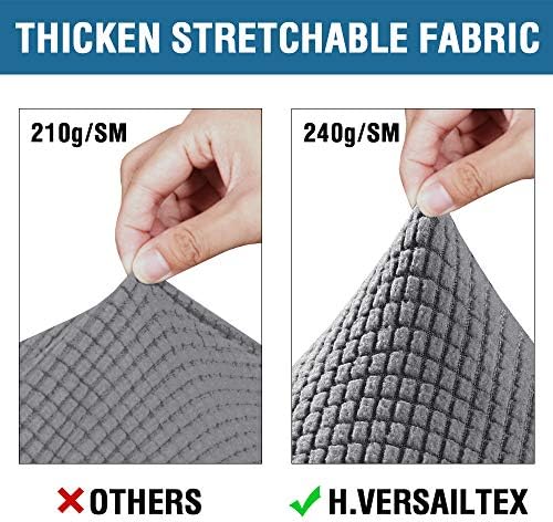 H.VERSAILTEX 4 Piece Stretch Sofa Covers for 3 Cushion Couch Covers for Living Room Furniture Slipcovers (Base Cover Plus 3 Seat Cushion Covers) Upgraded Thicker Jacquard Fabric (Sofa, Grey) - Image 3
