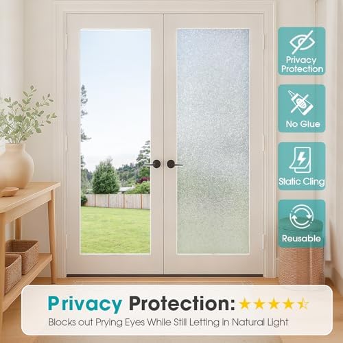Coavas Frosted Glass Window Privacy Film, Static Cling, Clear 45.2"x314.9" - Image 2