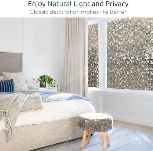 rabbitgoo Rainbow Window Privacy Film Decorative, Brown 35.4" x 118.1" - Image 3