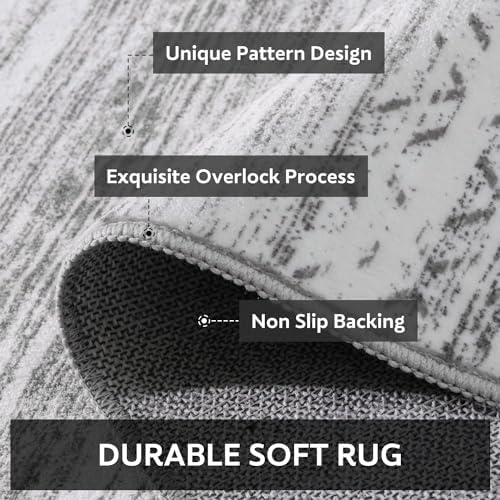 8x10 Area Rugs for Living Room Machine Washable Rug Distressed Indoor Carpet Neutral Moroccan Boho Rug Ultra Soft Area Rug for Bedroom Dining Room Playroom Office, Grey - Image 5