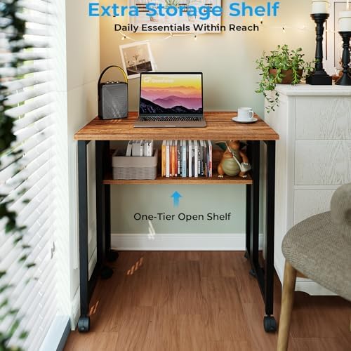 GreenForest Folding Desk with Wheels, 31.5" Rolling Table for Small Spaces - Image 5