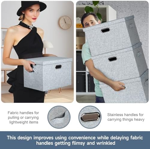 Storage Bins with Lids Fabric Closet Organizers Cubes Office Organization - Image 5