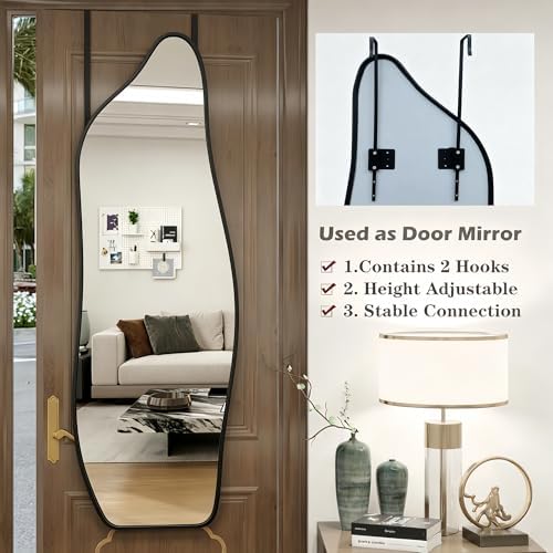 48"x16" Full Length Door Mirror, Dolphin Hanging Mirror, Black - Image 3