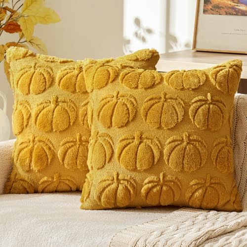 MIULEE Fall Pillow Covers Pumpkin Fall Decor 20x20 Mustard Yellow by MIULEE