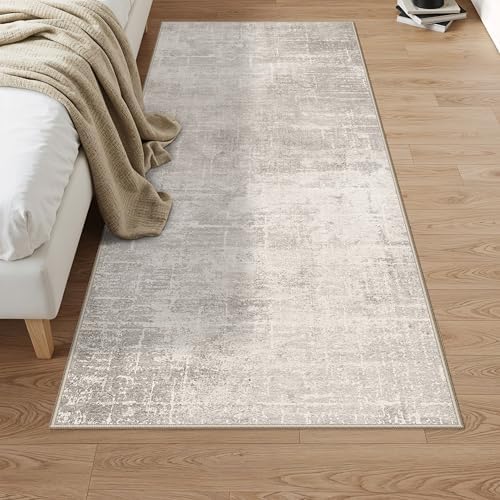 3x6 Washable Hallway Runner Rug: Abstract Stain Resistant Bathroom Kitchen Rug Farmhouse Ultra Soft Bedroom Entryway Print Floor Mat Thin Non-Slip Indoor Carpet for Living Room Laudry(3x6,Beige/Cream) by HYHAOYUNLAI