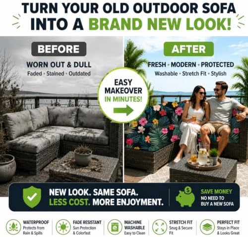 12 Pcs Outdoor Cushion Covers, Patio Sofa Cushion Covers Replacement - Image 3