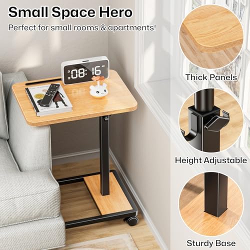 Adjustable TV Tray Table with Wheels: 18"-30.7" Height - Image 5