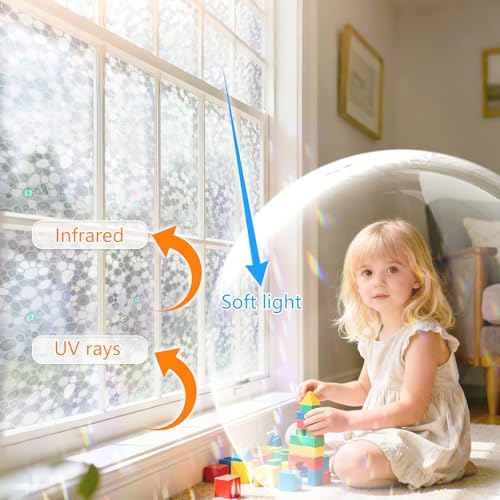 JAYONG Stained Glass Rainbow Window Privacy Film with Kit, 35.4'' x 196.8'' - Image 3