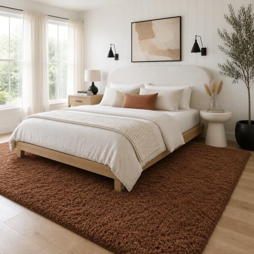Ophanie 8x10 Brown Area Rugs for Living Room,Large Shag Bedroom Carpet,Big Indoor Thick Soft Shaggy Nursery Rug,Fluffy Carpets for Boy and Girls Room Dorm Decor Aesthetic with Over 99 pcs Pile fibers by Ophanie