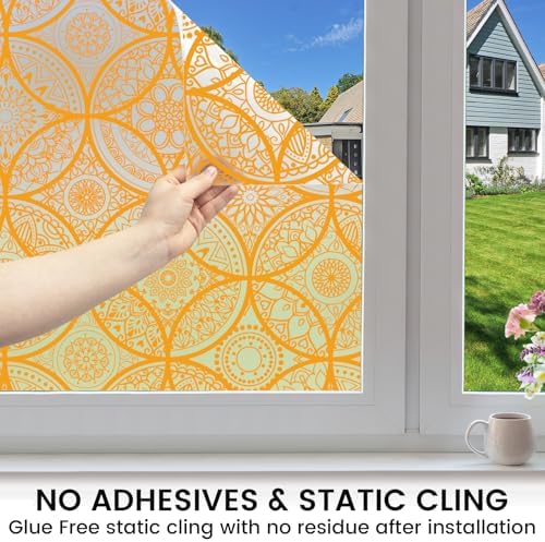 DKTIE Boho Stained Glass Look Window Privacy Film 35.4" x 118.1" - Image 4