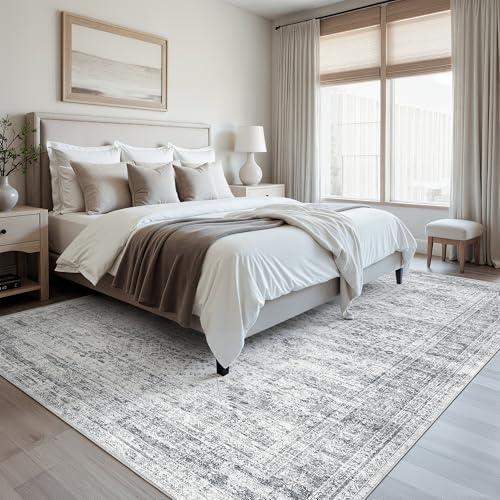 Soalmost 10x12 Area Rugs for Living Room Washable Rug Non-Slip Grey - Image 5