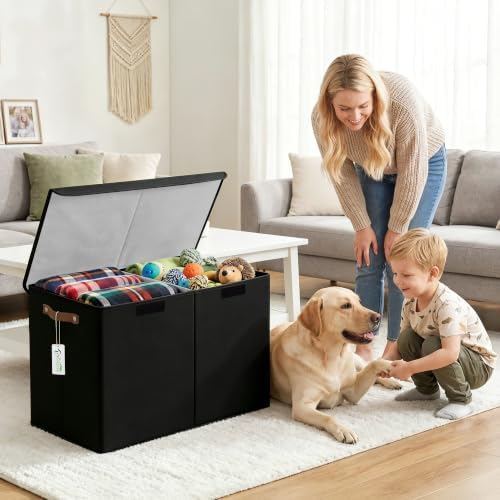 Bagnizer Large Toy Storage Box with Lids, Collapsible Sturdy Baby Storage Organizer Chest Bin Basket for Kids, Boys, Girls, Playroom, Nursery, Bedroom, Closet 25"x13"x16" (Black) - Image 6