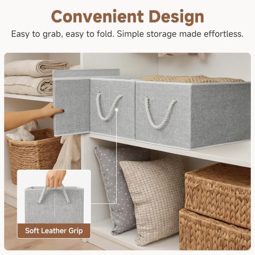 StorageWorks Storage Bins with Rope Handles, Gray, Extra Large, 3-Pack - Image 3