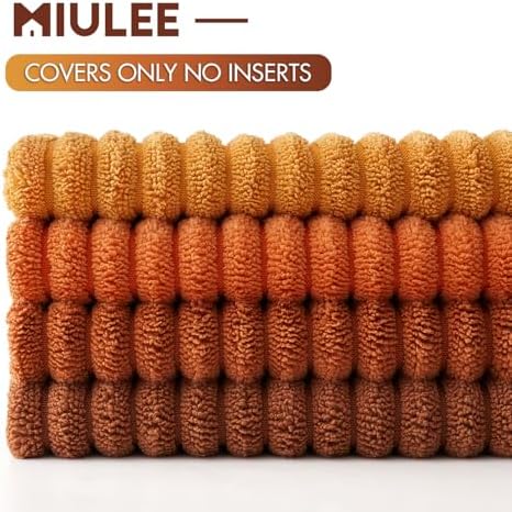 MIULEE Fall Corduroy Decorative Throw Pillow Covers Orange Rust 18x18 - Image 6
