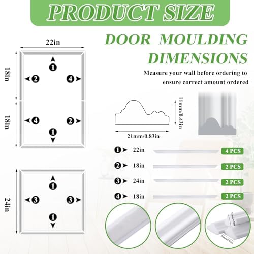 Colingmill 2 Sets Peel and Stick Door Moulding, Stylish, 22"x36"+22"x24" - Image 2