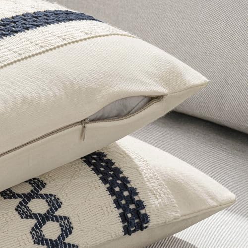 MIULEE Set of 2 Navy Blue Boho Decorative Lumbar Pillow Covers 12x20 Inch - Image 5