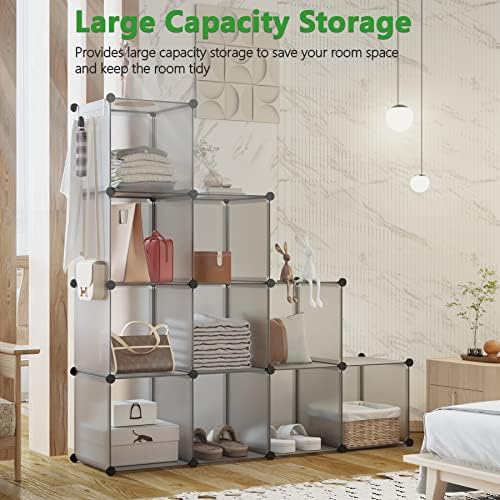 C&AHOME Cube Storage Organizer, 12-Cube Shelf Units, Closet Cabinet Grey - Image 3