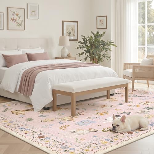 Soalmost Dog 5x7 Pink Area Rugs for Baby Girl Nursery, Washable Soft Rug - Image 3