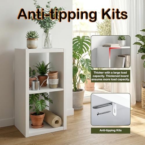 WannabeMyself【2026 Wooden Thick Frame 】 2 Cube Storage Organizer with Anti-Tipping Kits, Reversible Open Back Book Shelf,Bookcase for Living Room,Bedroom,Entrance Hall,Office,11.6×24.7×13.1,White - Image 5
