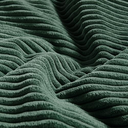 Fancy Homi Set of 2 Dark Green Decorative Throw Pillow Covers 16x16 Inch for Living Room Couch Bed, Boho Farmhouse Forest Green Home Decor, Soft Corss Corduroy Patchwork Textured Cushion Case - Image 5
