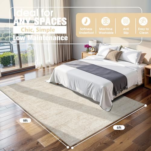 Aelenmu 6x9 Area Rugs for Living Room Washable Bedroom Dining Room Beige - Image 2