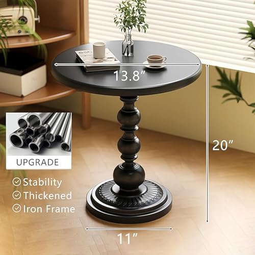 Metal Small End Table,Round Side Table for Living Room,Black,13.8" Lx20.5”H - Image 3