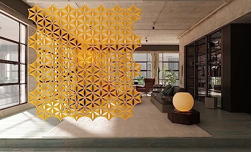 12 Pcs 3D Flower Venus Hanging Room Divider Panel, 14"x12" Screen Panels High Density Polyester Fiber Board Cut Room Partition Home Decoration (Gold) - Image 5