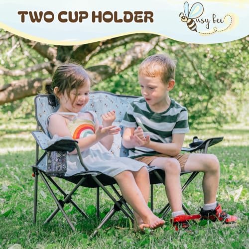 Busy Bee Oversized Kids Camping Chair with Cup Holder, High Back Toddler Chair Kids Folding Chair, Perfect for Beach & Outdoor, Supports 150 Lbs. - Image 4