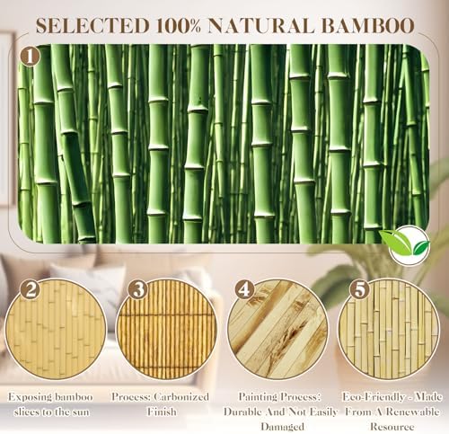 Juexica 2 Pcs Natural Bamboo Wall Panel for Interior Wall 48''x96'' Bamboo Covering Renewable Pole Wainscoting Room Divider Wrap Decor for Bedroom Living Room Kitchen Island Office (Light Burned) - Image 3