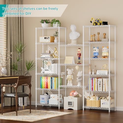 SINGAYE 8 Shelves Storage Wire Shelf Closet Metal Shelving Pantry Wheels - Image 5