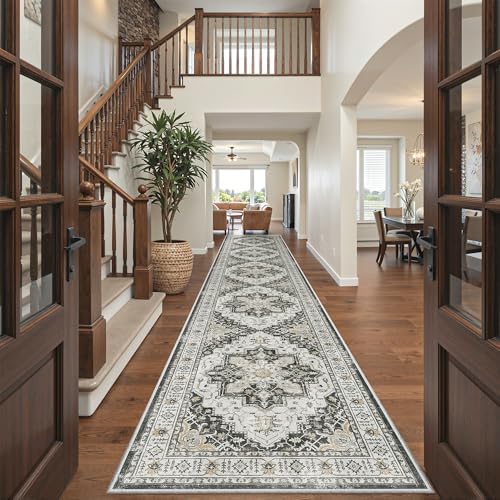 Madane Hallway Runner Rug 3x16 Washable Kitchen Runners Long, Black by Madane