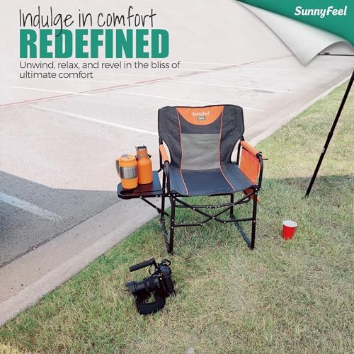SUNNYFEEL Oversized Camping Chair Portable Directors Chairs with Side Table - Image 3