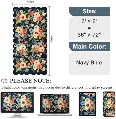 DUKINO 3x6 Hallway Runner Rug, Washable Kitchen Rug Non Slip, Navy Blue - Image 2