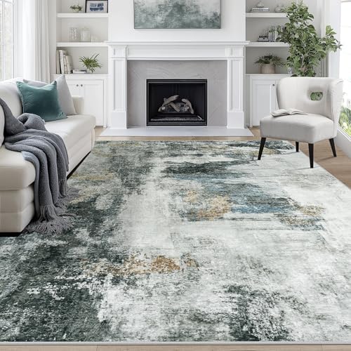 9x12 Area Rugs for Living Room Washable Bedroom Dining Room Black Gold by Aelenmu