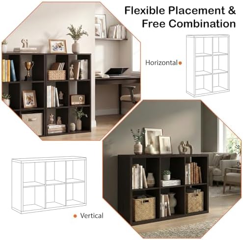 WannabeMyself【2026 Wooden Thick Frame】 6 Cube Storage Organizer with Anti-Tipping Kits, Reversible Open Back Book Shelf,Bookcase for Living Room,Bedroom,Entrance Hall,Office,11.6×36.3×24.6,Chocolate - Image 4
