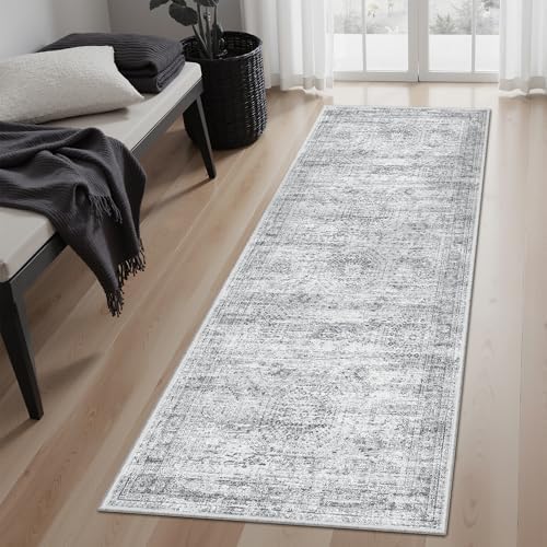 Soalmost Runner Rug 2x5 Washable Non-Slip Kitchen Entry Runners Grey by Soalmost