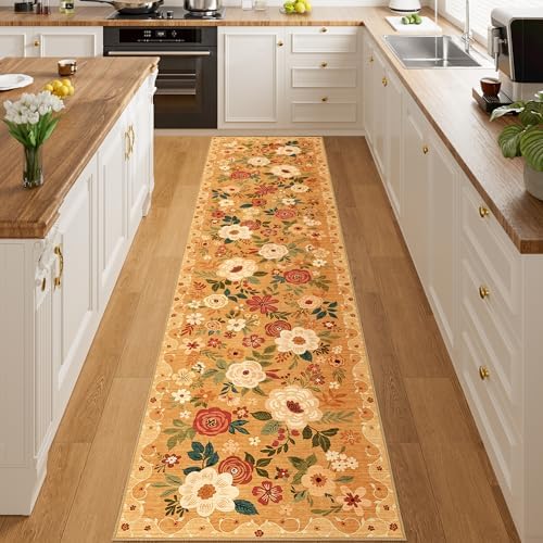 DUKINO 2x8 Runner Rug, Washable Runner Rug for Kitchen Non Slip, Orange - Image 7
