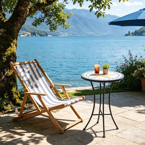 MUMTOP Mosaic Outdoor Side Table, 14" Round Patio Accent End Table,Starfish - Image 2