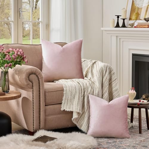 GIGIZAZA Sweet Lilac Velvet Throw Pillow Covers 24x24 Pack of 2 - Image 3
